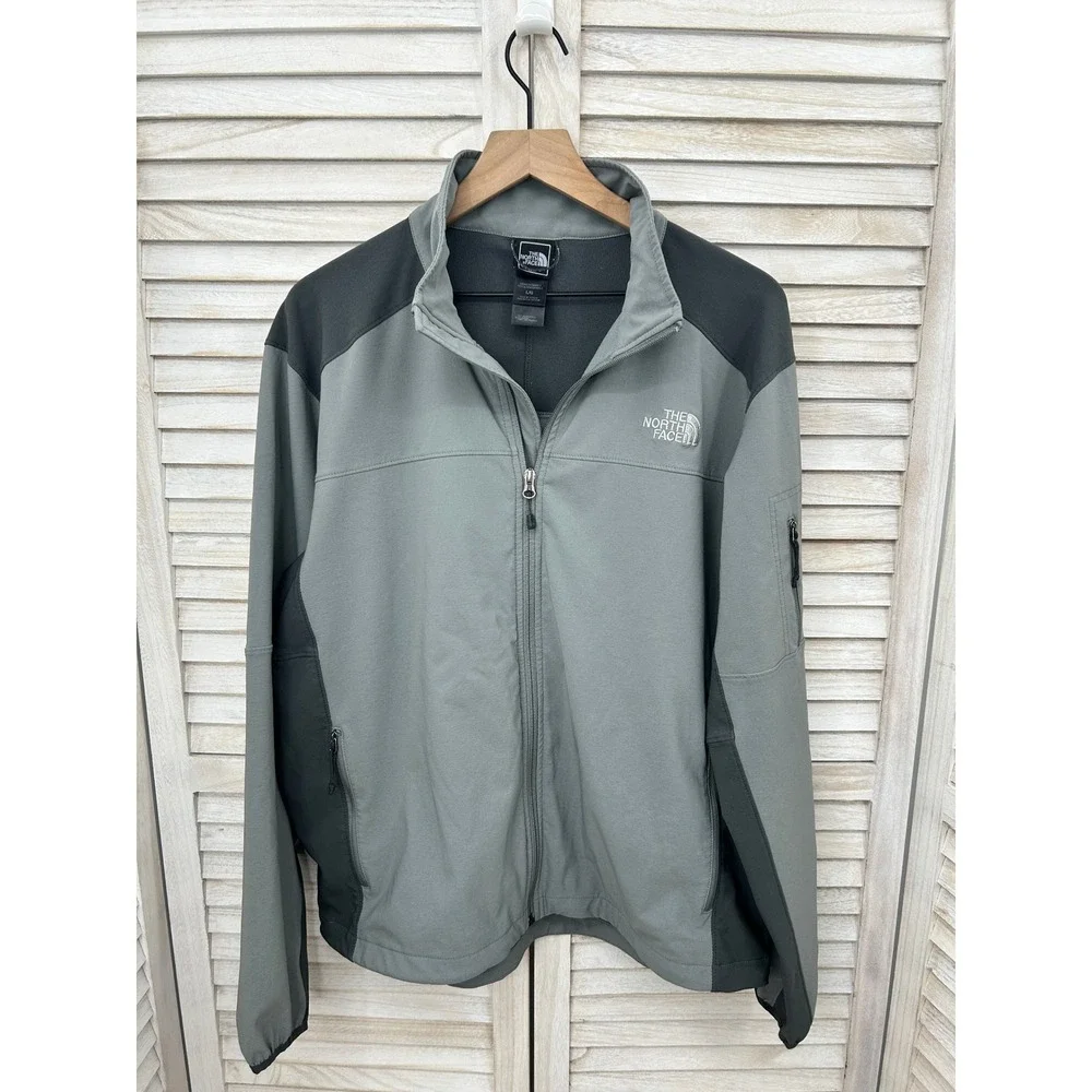 The North Face Apex Bionic Softshell Jacket Large Gray Mens Excellent Two-Tone